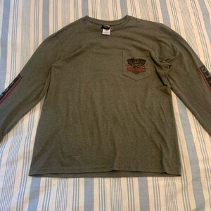 Super cool red and green Harley Davidson long sleeve t shirt